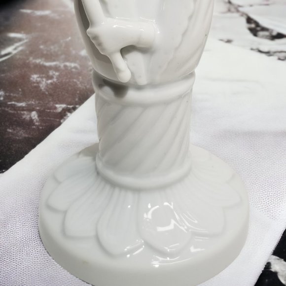 King & Queen Tappered Candle Holder Swiss Set Colum Sculpture White Porcelain - Picture 7 of 14